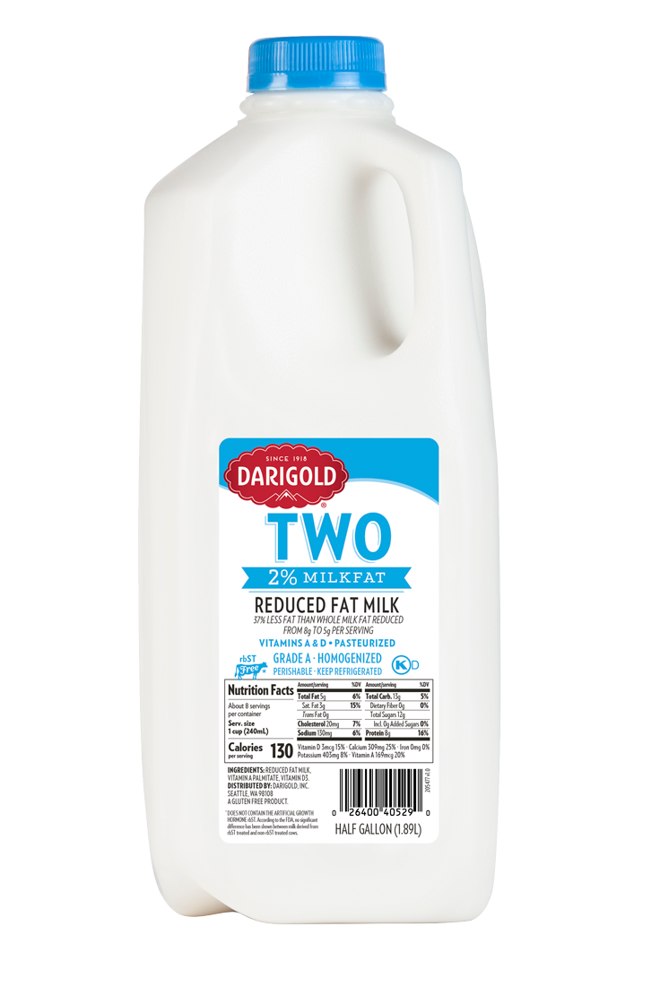 2 Reduced Fat Milk Half Gallon Jug Darigold 5370